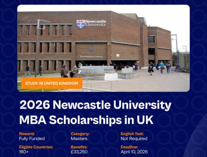 2026 Newcastle University MBA Scholarships in UK
