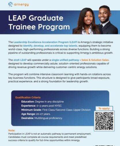 2026 Arnergy Solar Leap Graduate Trainee Program