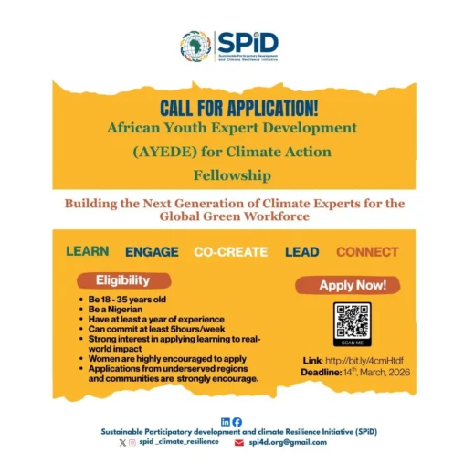 Call for Applications: AYEDE Climate Action Fellowship 2026 for Nigerians