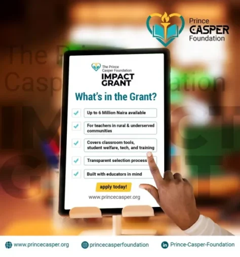 Call For Applications: Prince Casper Foundation ₦6 Million Impact Grant 2026/2027