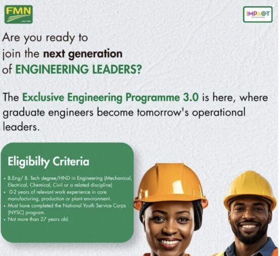 The Flour Mills of Nigeria (FMN) Exclusive Engineering Programme 3.0 for young Nigerian graduate Engineers