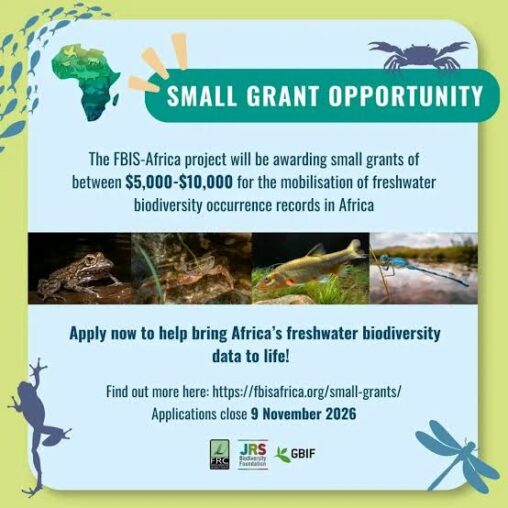 Call For Applications: FBIS Africa Freshwater Biodiversity Data Mobilisation Small Grants